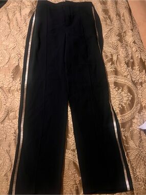 Chloe Black Wide-Leg Trousers with Gold Side Stripes
